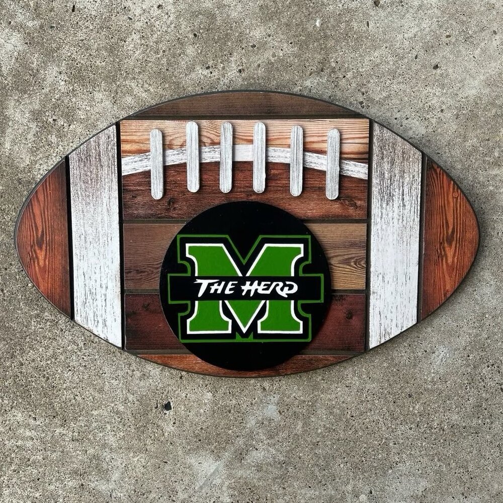 Marshall “THE HERD” Football Wood Decor Sign “3D” Hang on Door or Wall “Go Herd”